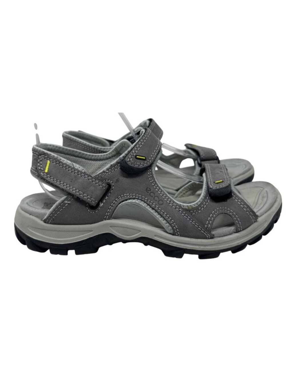 ECCO Gray Leather Strap Sandals Adjustable Closures Women's Size 38 US 7-7.5